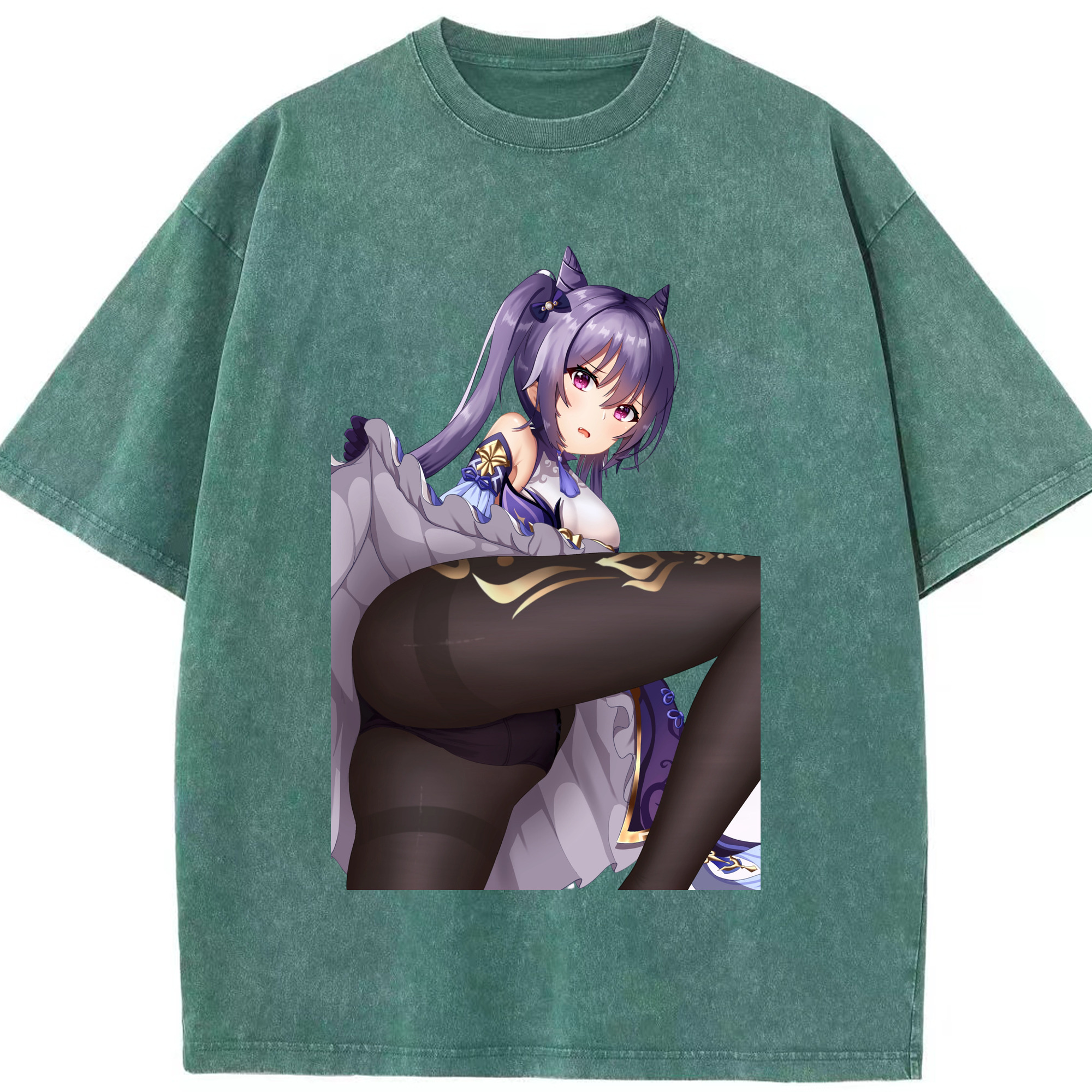 げんし神 刻晴 こくせい genshin Kokusei 綿100% ヴィンテージ風 半袖Tシャツ（フロントプリント）